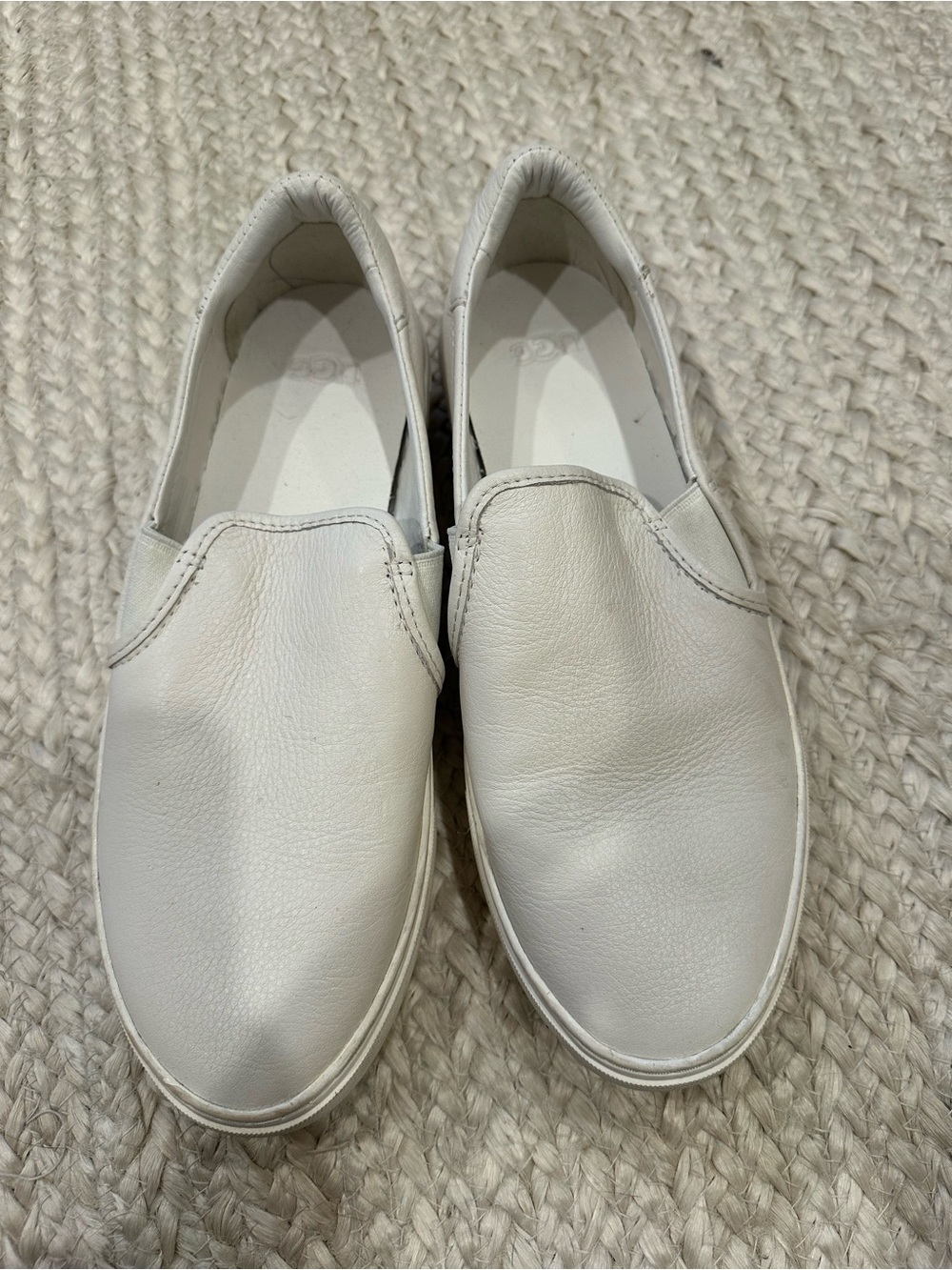 UGG White Leather Slip-On Espadrilles